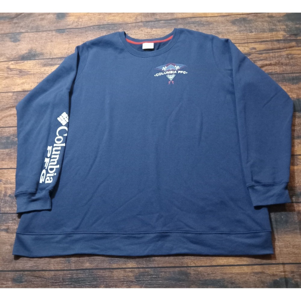 Columbia PFG Crew Neck Sweatshirt Long Sleeve Blue Men's 2XL
